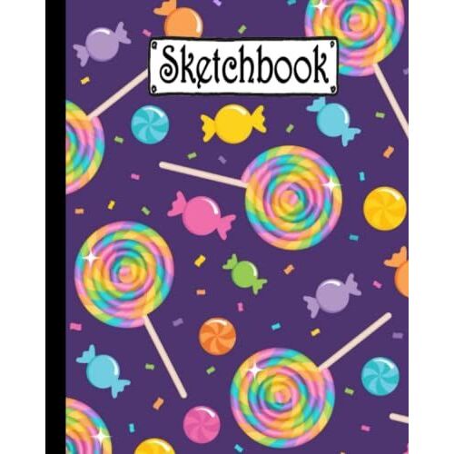Sketchbook: Lollipop Themed Blank Sketchbook, 100 Pages, 8 X 10, Perfect Blank Paper Notebook For Drawing, Doodling And Sketching