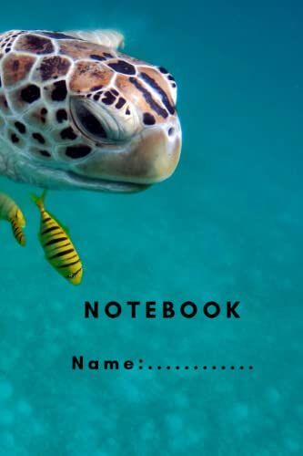 Notebook: Seaturtle Swimming With Yellow Fish, 6x9", 120 Pages With Lines (Sea Turtle Photo)
