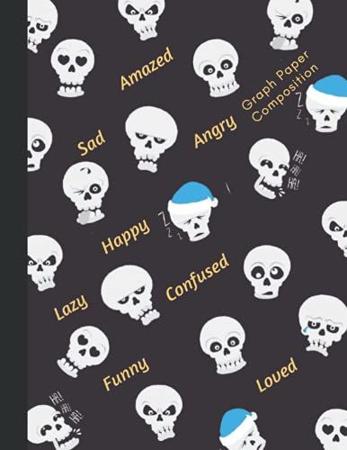 Graph Paper Composition, 100 Sheets (200 Pages) Fun Skeleton Faces