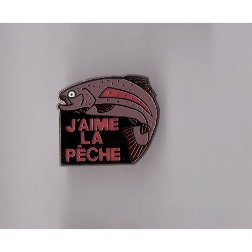 Pin's J'aime La Pêche (Zamac Argenté Signé Agep)