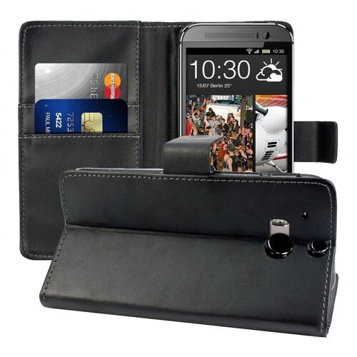 Housse En Cuir Élégant Pour Htc One M8 / M8 Dual Fermeture Aimantée Support Noir