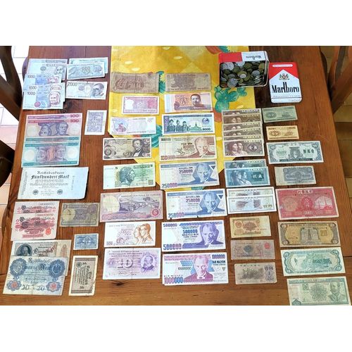 Lot Anciens Billets Banque Monde (58) + Lot Monnaies Monde (585 Grs)