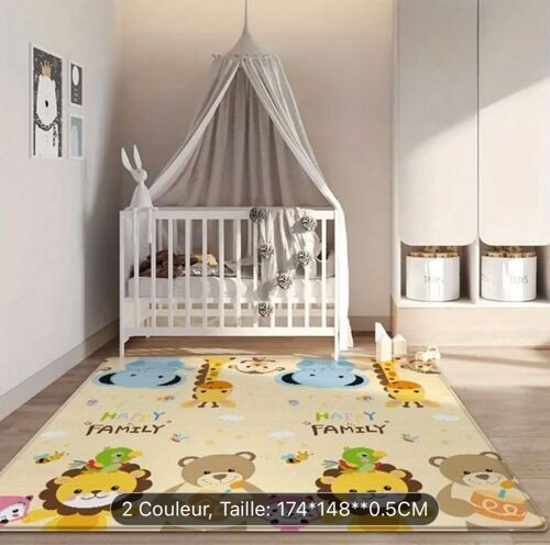 Tapis De Jeu Pour Jeunes De Haute Qualité - Doux, Non Toxique En Pe Pour Le Salon & La Chambre - Grande Surface De 2.16m Avec Des Designs D'animaux Mignons