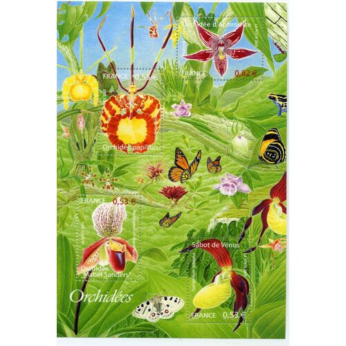 Bloc Feuillet Neuf Orchidées France 2005-Orchids Stamps