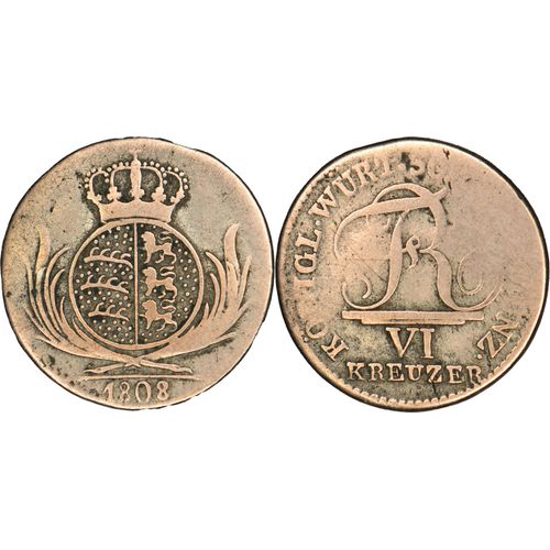 Allemagne - Wurtenberg - 1808 - Vi Kreuzers - Frédéric Ier - 23-268