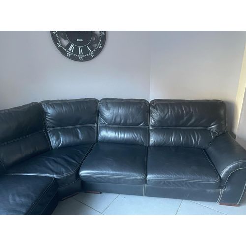 Canapé d'angle noir véritable cuir
