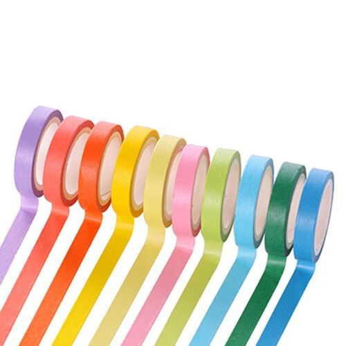 Ensemble De Rubans Washi De Masquage Macarons, 10 Pièces/Lot, Décoration Artisanale Pour Bricolage, Scrapbooking, Pour Album Journal Intime, Papeterie Fournitures Scolaires, 10 Couleurs