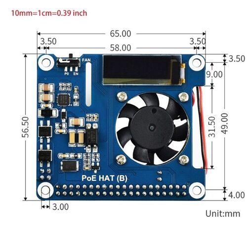 Raspberry Pi 4 Modèle B/3b +, Avec Oled Et Carte D'extension Réseau 802.3af Poe 4b/3b + Poe Power Over Ethernet Ex
