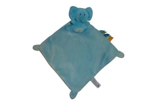 Doudou éléphant plat bleu bon état Nicotoy