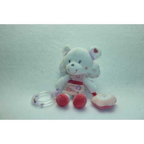 DOUDOU OURS ANGE PELUCHE ACTIVITES D'EVEIL COMME NEUF POMMETTE
