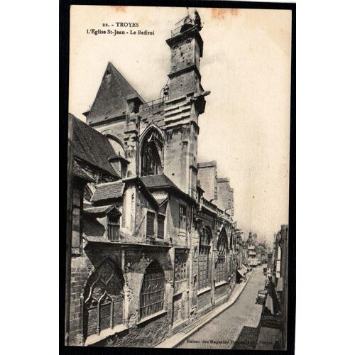 Carte Postale Ancienne, France, Aube ( 10 ), Troyes, L'église Saint Jean, Le Beffroi