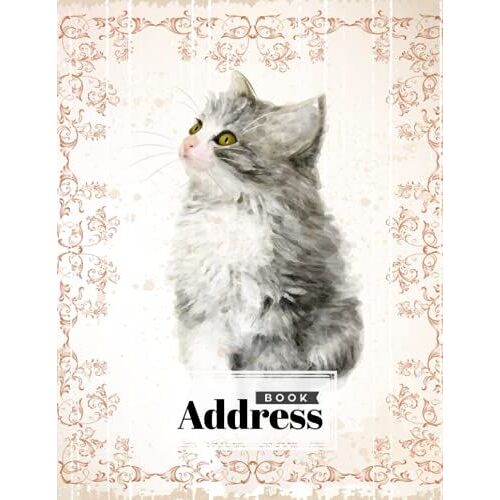 Address Book: Vintage Cat Cover Address Book Large Print, Record Birthday, Phone Number, Address, Email & Extra Notes | Size 8.5" X 11" By Anton Busse