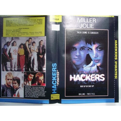 Jaquette Du Film.Hackers (Pirates)(1995).Réalisation.Iain Softley Avec Jonny Lee Miller,Angelina Jolie,Fisher Stevens,Jesse Bradford,Matthew Lillard