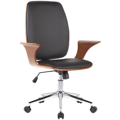 Fauteuil de bureau classique et confortable dossier ergonomique hauteur réglable en synthétique noir bois et métal BUR10557