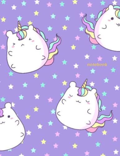 Notebook: Kawaii Unicorns And Stars Composition Notebook - Wide Ruled 70 Pages - 8.5" X 11" Large