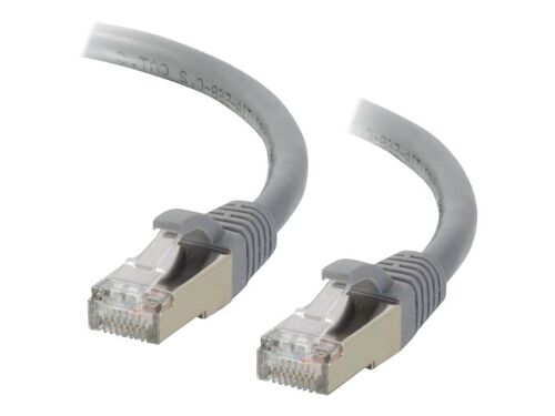 C2G Cat6a Booted Shielded (STP) Network Patch Cable - Cordon de raccordement - RJ-45 (M) pour RJ-45 (M) - 0.5 m - STP - CAT 6a - moulé, sans crochet, bloqué - gris