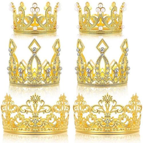 Couronne Gâteau Topper Anniversaire Mini Couronne Gâteau Topper Perle Cristal Cupcake Toppers pour Fête D'anniversaire De Mariage 6 Pcs