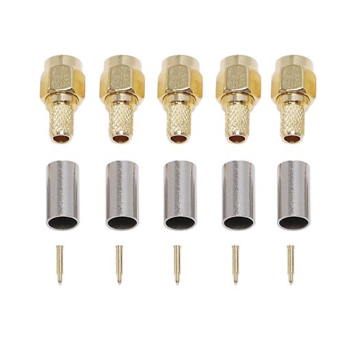 5pcs SMA Mâle Plug RF Coaxial Connecteur À Sertir pour RG58 RG142 RG400 LMR195 RG223