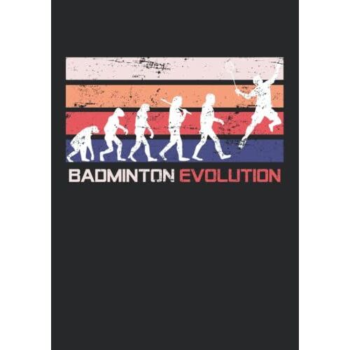 Notizbuch A4 Kariert Mit Softcover Design: Badminton Evolution Retro Badmintonspieler: 120 Karierte Din A4 Seiten
