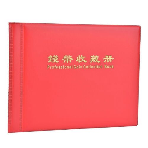 Livre Professionnel De Collection De Pièces De Monnaie Fixe 10 Pages Plug In Type Album Pour 240pcs Pièces (Rouge)