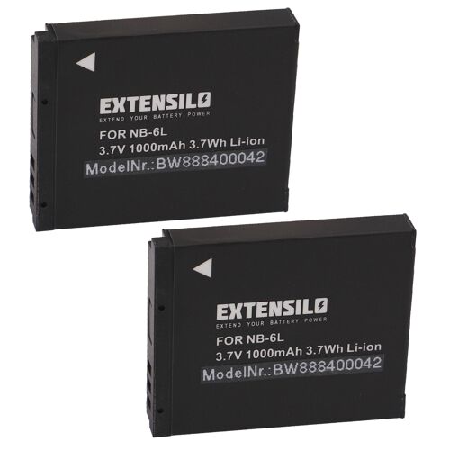 EXTENSILO 2x Batterie compatible avec Canon PowerShot SX700 HS, SX710 HS, SX610 HS appareil photo (1000mAh, 3,7V, Li-ion)