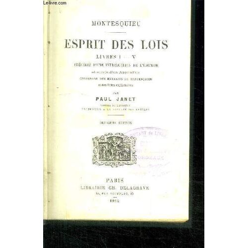 Esprit Des Lois - Livres I -V - 2eme Édition