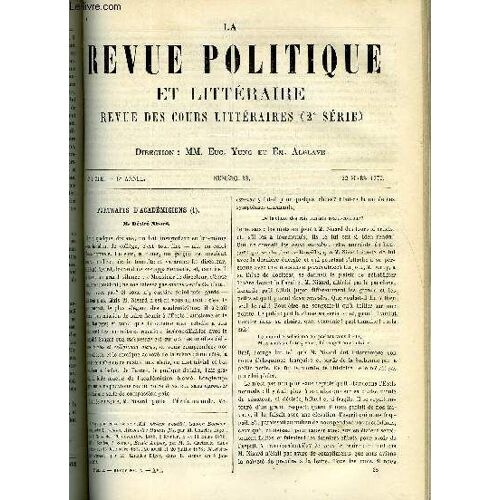 La Revue Politique Et Litteraire 8e Annee - 2e Semestre N°38 - M. Desire Nisard Par C***, Le Droit De Suffrage Dans L'antique Rome Par A. Bouche-Leclercq