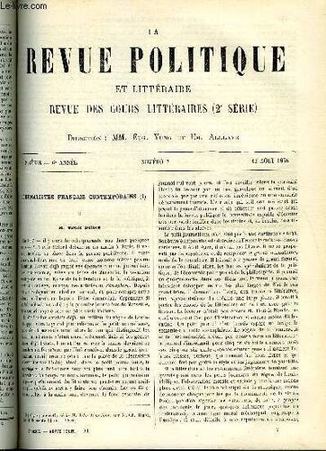 La Revue Politique Et Litteraire 6e Annee - 1er Semestre N°7 - Taxile Delord Par Charles Bigot, La Hollande Par H. Reynald, Les Lois Du Developpement Religieux Par Ch. Vincens, Recentes ...