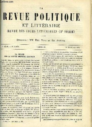 La Revue Politique Et Litteraire 8e Annee - 1er Semestre N°20 - La Verite Sur Le Nouvel Emprunt Egyptien, Le Fetichisme En Politique Par Herbert Spencer, Professeurs Et Ecoliers Au Xvie ...