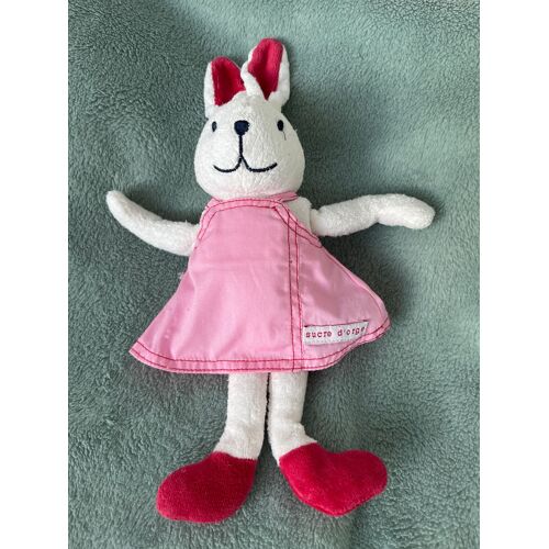 Peluche Doudou Lapin Sucre D¿Orge Robe Rose 
