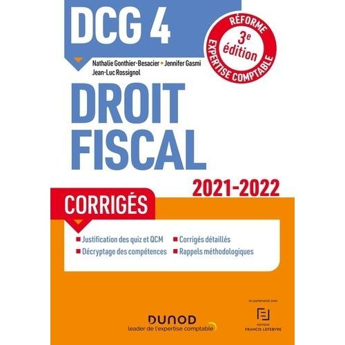 Dcg 4 Droit Fiscal - Corrigés - Edition 2021-2022