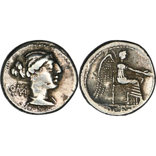 Rome - Republique - Denier - Porcia - 89 Bc - Victoire Assise Tenant Patère Et Palme - Rrc.343/1b - 23-281