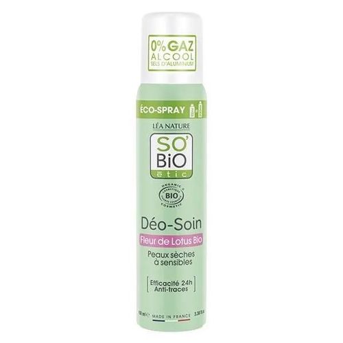 Déodorant Fleur De Lotus Bio - So'bio Étic - 100ml - Sans Gaz Ni Alcool - Hydratant 