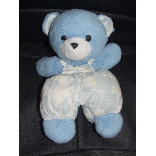Ours Nounours Imprime Bleu Blanc