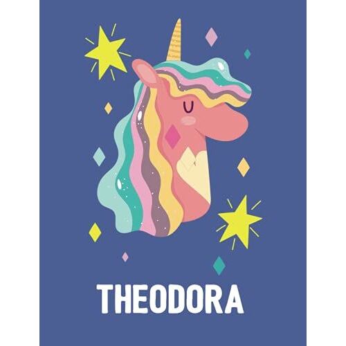 Theodora: Unicorn Notebook Personal Name Wide Lined Rule Paper | Notebook The Notebook For Writing Journal Or Diary Women & Girls Gift For Birthday, For Student | 162 Pages Size 8.5x11inch
