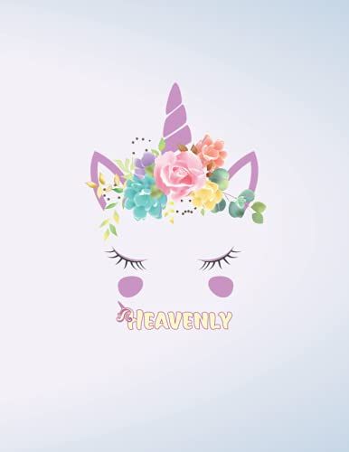 Heavenly: Unicorn Notebook Personal Name Wide Lined Rule Paper | Notebook The Notebook For Writing Journal Or Diary Women & Girls Gift For Birthday, For Student | 162 Pages Size 8.5x11inch