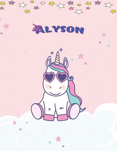 Alyson: Unicorn Notebook Personal Name Wide Lined Rule Paper | Notebook The Notebook For Writing Journal Or Diary Women & Girls Gift For Birthday, For Student | 162 Pages Size 8.5x11inch