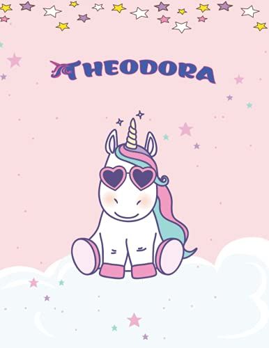 Theodora: Unicorn Notebook Personal Name Wide Lined Rule Paper | Notebook The Notebook For Writing Journal Or Diary Women & Girls Gift For Birthday, For Student | 162 Pages Size 8.5x11inch