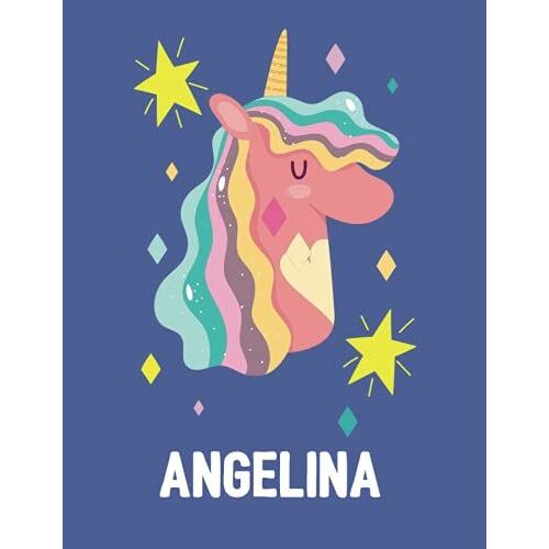 Angelina: Unicorn Notebook Personal Name Wide Lined Rule Paper | Notebook The Notebook For Writing Journal Or Diary Women & Girls Gift For Birthday, For Student | 162 Pages Size 8.5x11inch