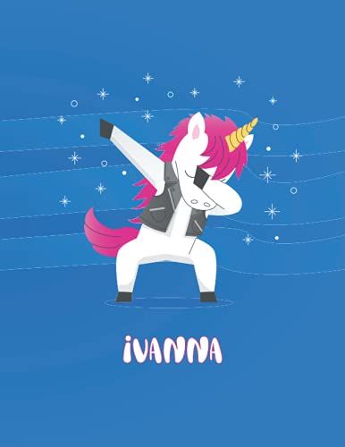 Ivanna: Unicorn Notebook Personal Name Wide Lined Rule Paper | Notebook The Notebook For Writing Journal Or Diary Women & Girls Gift For Birthday, For Student | 162 Pages Size 8.5x11inch