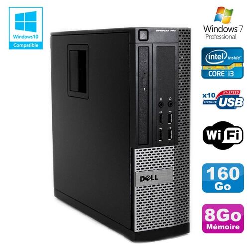 PC DELL Optiplex 790 SFF Intel core i3-2120 3.3Ghz 8Go DDR3 160Go WIFI Win 7 Pro