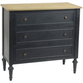 Commode 3 Tiroirs En Bois Naturel Et Noir - Belmon