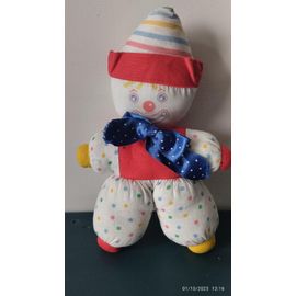 vintage doudou clown Corolle pois et rayures