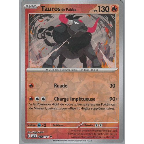 Carte Pokémon - Tauros De Paldea - 018/191 - Reverse - Ev8 Etincelles Déferlantes