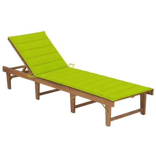 Transat Chaise Longue Bain De Soleil Lit De Jardin Terrasse Meuble D'extérieur Pliable 200 Cm Avec Coussin Bois D'acacia Solide Helloshop26 02_0012837