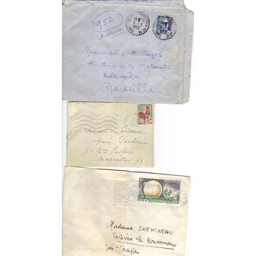 Lot De 3 Enveloppes Semi-Modernes De France : Coq, Gandon, Telecommunication Spatiale