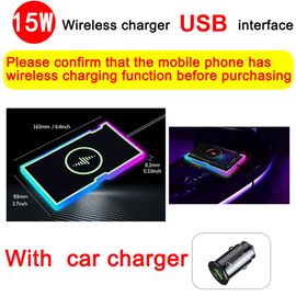 Chargeur Universel Sans Fil Pour Voiture, 15w Usb/Type-C Qi, Tapis De Charge Rapide, Support De Polymères Antidérapant Avec Lumière Led Pour Véhicule Automobile