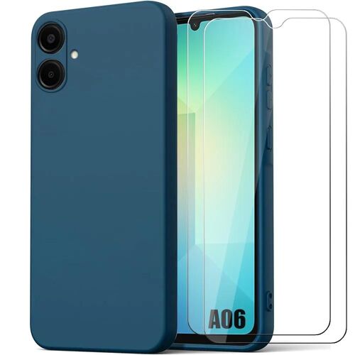 Coque Pour Samsung Galaxy A06 - Protection Silicone Souple Anti-Rayures - Bleu Marine + 2 Verres Trempés - E.F.Connection