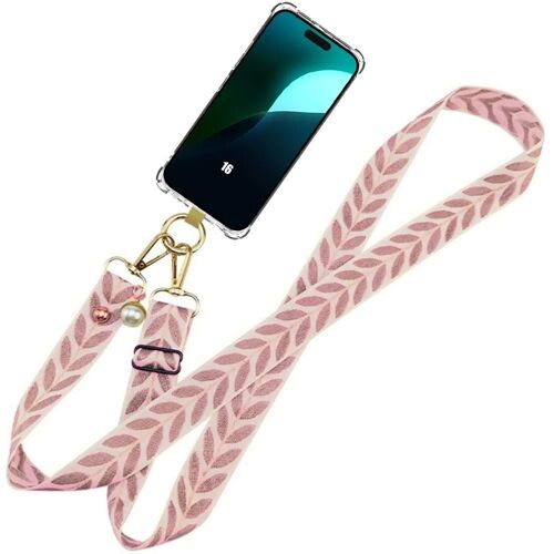Coque Antichoc Pour Iphone 16, Protection Silicone Renforcée Avec Cordon Rose - E.F.Connection