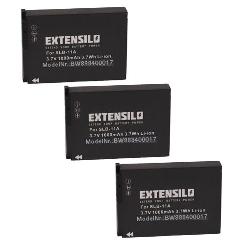 EXTENSILO 3x Batteries compatible avec Samsung Digimax WB100, ST1000, ST5000, ST5500 appareil photo, reflex numérique (1000mAh, 3,7V, Li-ion)